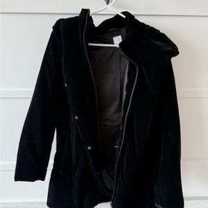 J. Jill Black Hooded Velvet Coat